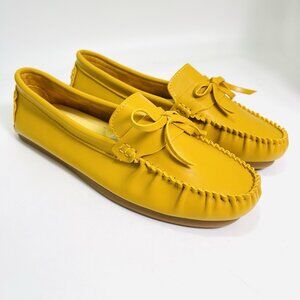 Beauseen Women’s Faux Leather Loafers Mustard Yellow Size 10.5 Comfortable NEW